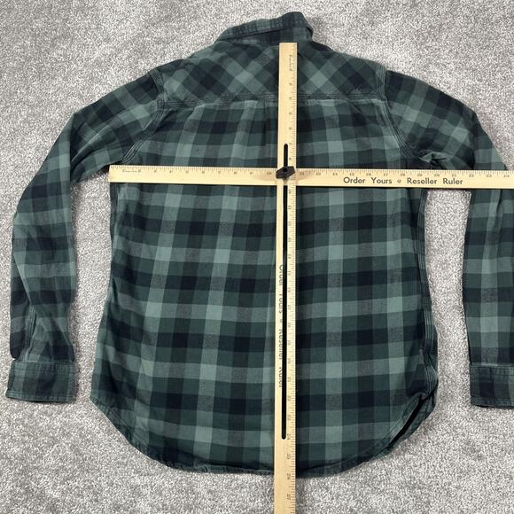 Carhartt Flannel Shirt Womens Small Gingham Plaid Button Up Outdoors Fall Green - Picture 6 of 10